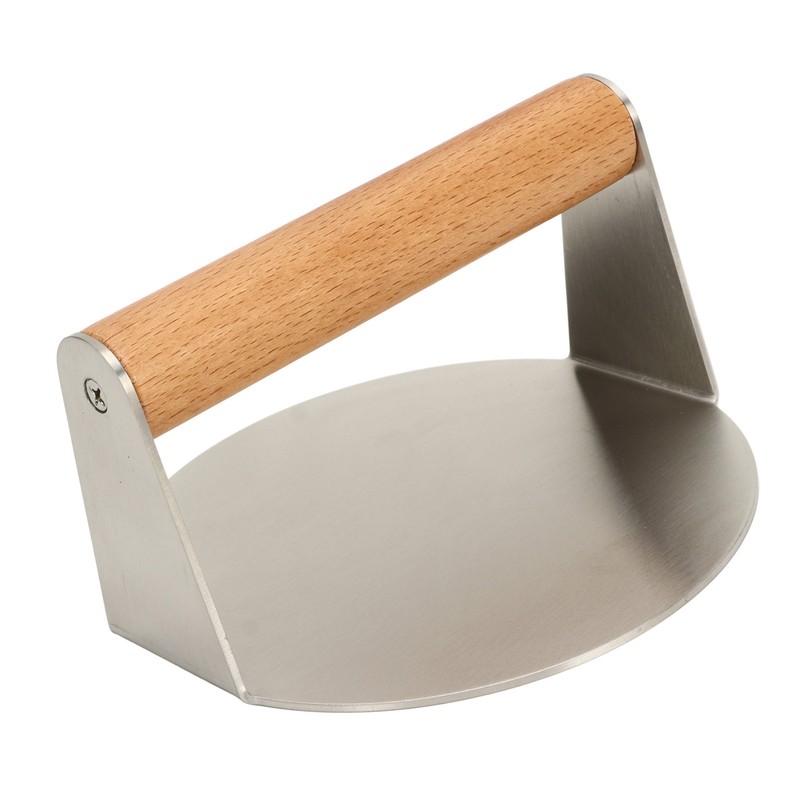 Hamburger Press 304 Stainless Steel Smooth Surface Wooden Handle Easy