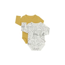 Bonds Baby Wonderbodies Long Sleeve Bodysuit, Print YDM (2 Pack), 0000 (Newborn)