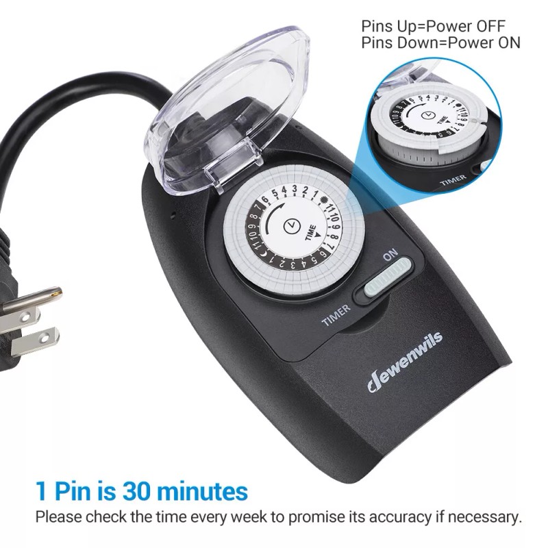 DEWENWILS Outdoor Light Timer Switch 24-Hour Programmable Timer for Christmas