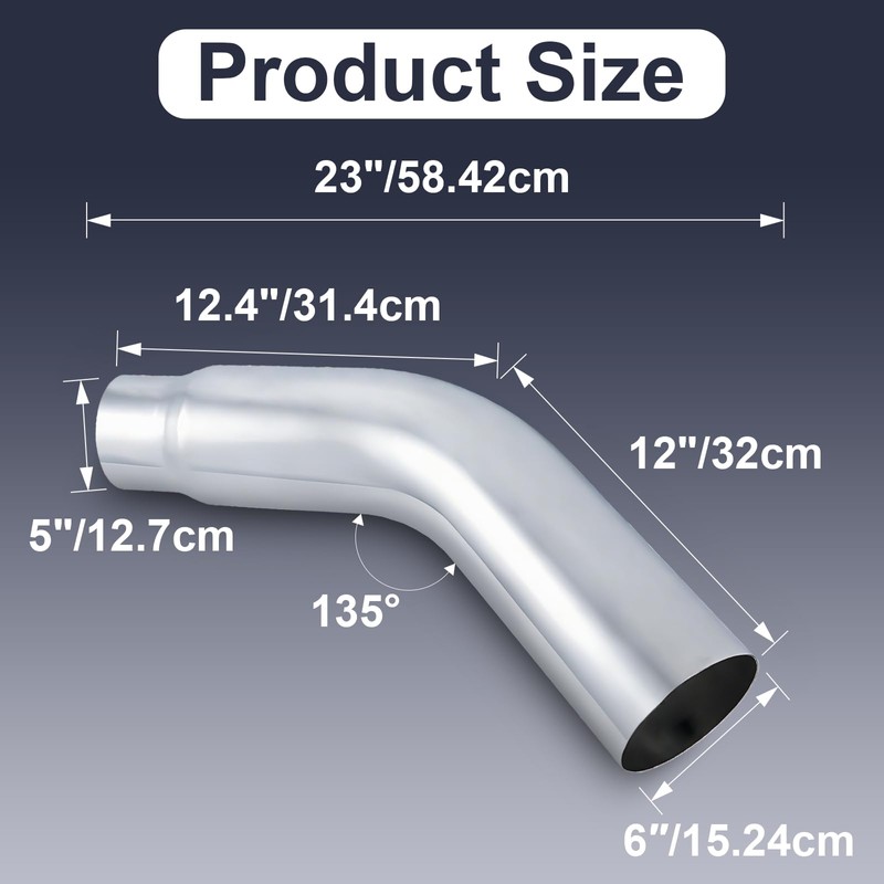Diesel Exhaust Elbow Tip 5" Inlet /6" Outlet 23" Overall