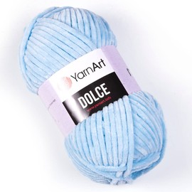 Yarn Art Dolce Yarn 100% MicroPolyester Velvet Blanket Amigurumi Super Bulky :6 Baby Chenille Yarn (1 Skein, 749-BABY Blue)