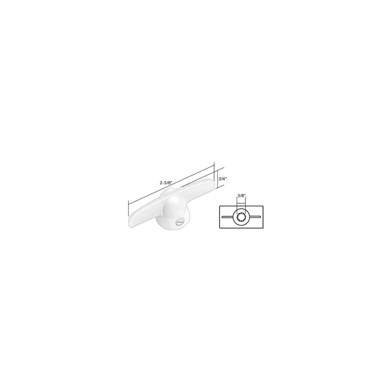 CRL White T-Crank Window Handle With 3/8" Spline Size for