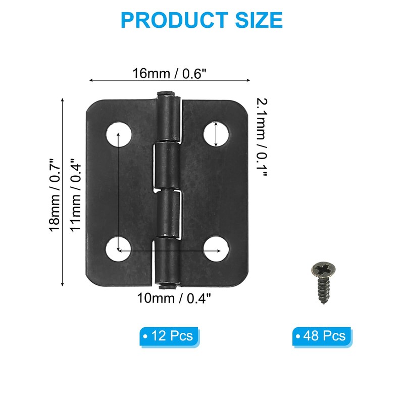 PATIKIL Small Butt Hinges 3/4 Inch, 12 Pack Mini Jewelry