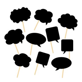 Andiker 10 Pcs Graduation Photo Booth Props, Funny Selfie Props Photo Booth Accessories with Wooden Stick, Mini Photo Booth Blank Signs, Perfect for Wedding Birthday Valentine Party (Black)