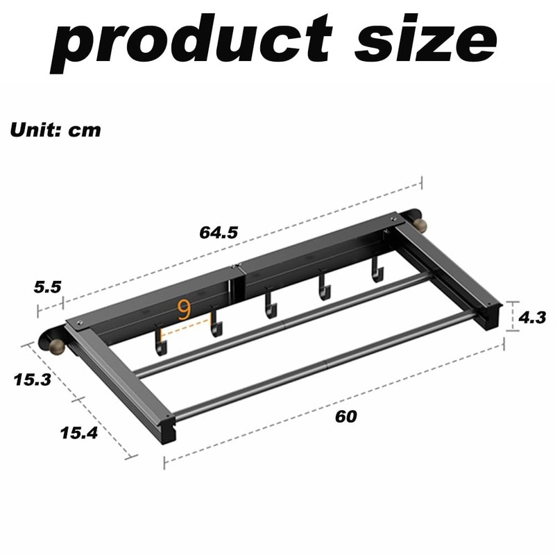 lomonmen Clothes Airer Wall Mounting, 70 cm Wall Dryer, Extendable,