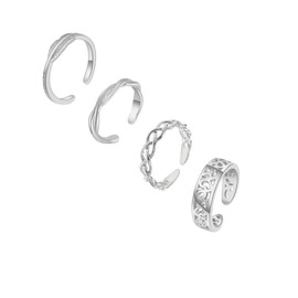 Ritach 925 Sterling Silver Minimalist Toe Rings Set 14K Gold Plated Simple Open Adjustable Band Toe Rings for Women Beach Foot Jewelry for Summer (D-twist-s)