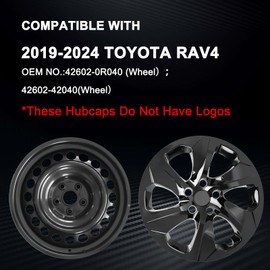 WEISIGAO Wheel Hubcaps Compatible with Toyota RAV4 2019-2024; 17 inch Wheel Covers; Set of 4 Pcs (Glossy Black)