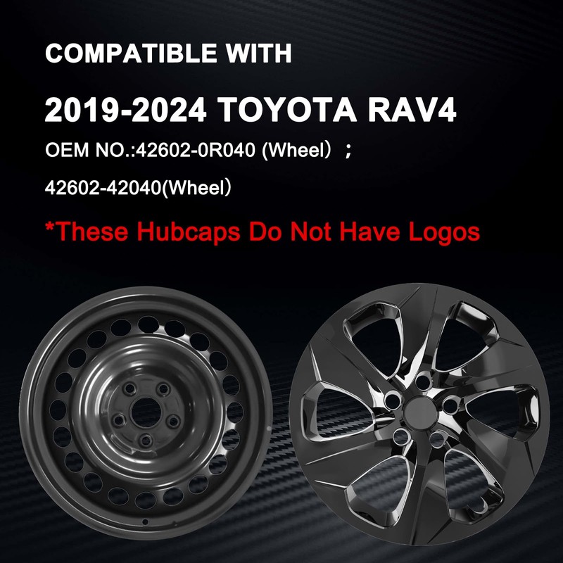 WEISIGAO Wheel Hubcaps Compatible with Toyota RAV4 2019-2024; 17 inch