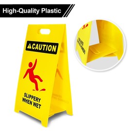 8 NET 12-Pack Caution Wet Floor Sign with Graphic, 25’’ Height, Durable Corrugated Plastic, Double-Sided English/Spanish Wet Floor Caution Stand for Indoors and Outdoors, Avoid Fall & Slip Accident