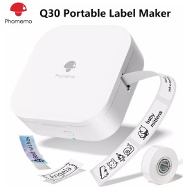 Phomemo Q30 Pocket Thermal Label Printer Bluetooth Wireless Mini Phone Printer - Green Printer+1 Roll Paper Sticker