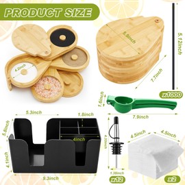 Mifoci 5 Tier Bar Glass Rimmer Bartender Tool with 12 Stainless Steel Bottle Pourers, Bar Caddy with 6 Compartment, 1 Lemon Squeezer, 4 Sponges, 1 PVC Mat, 1000 Coffee Cocktail Stirrers, 200 Napkins