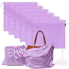 6 Pack Dust Bags for Handbags Silk Dust Cover Bag for Handbags Purses Shoes Boots, Silk Dustproof Drawstring Bag Travel Storage Pouch (Lavender, 23.6 × 19.6 in)