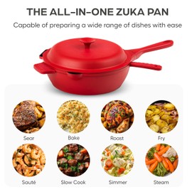 Granitestone ZUKA 10 in 1 Ceramic Pan by Granitestone, Large 12 Inch Saute Pan with Lid Serves as Deep Frying Pan Set with Steamer, Everyday Skillet, Non Toxic Ceramic Nonstick, Induction Oven & Dishwasher Safe