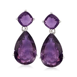 Ross-Simons 20.00 ct. t.w. Amethyst Drop Earrings in Sterling Silver