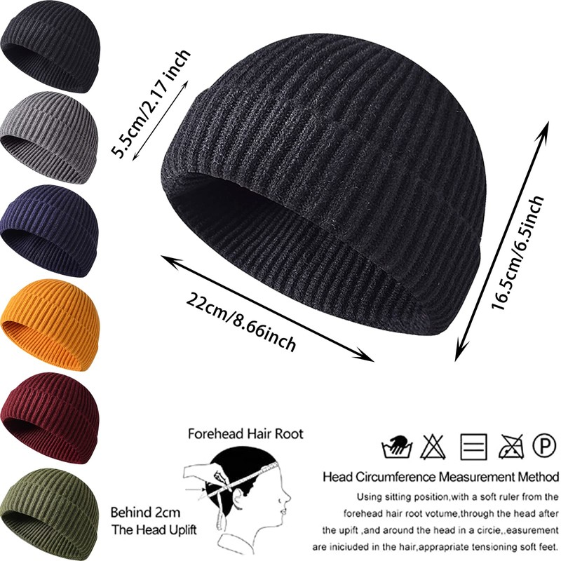 Winter Beanie Hat, Roll up Edge Skullcap Fisherman Beanie, Unisex