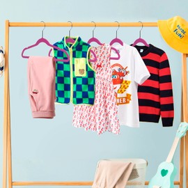 Quality Children's Plastic 30 Pack Non Velvet Non-Flocked Thin Compact Hangers Swivel Hook for Shirts Blouse Coats (Pink, 30)