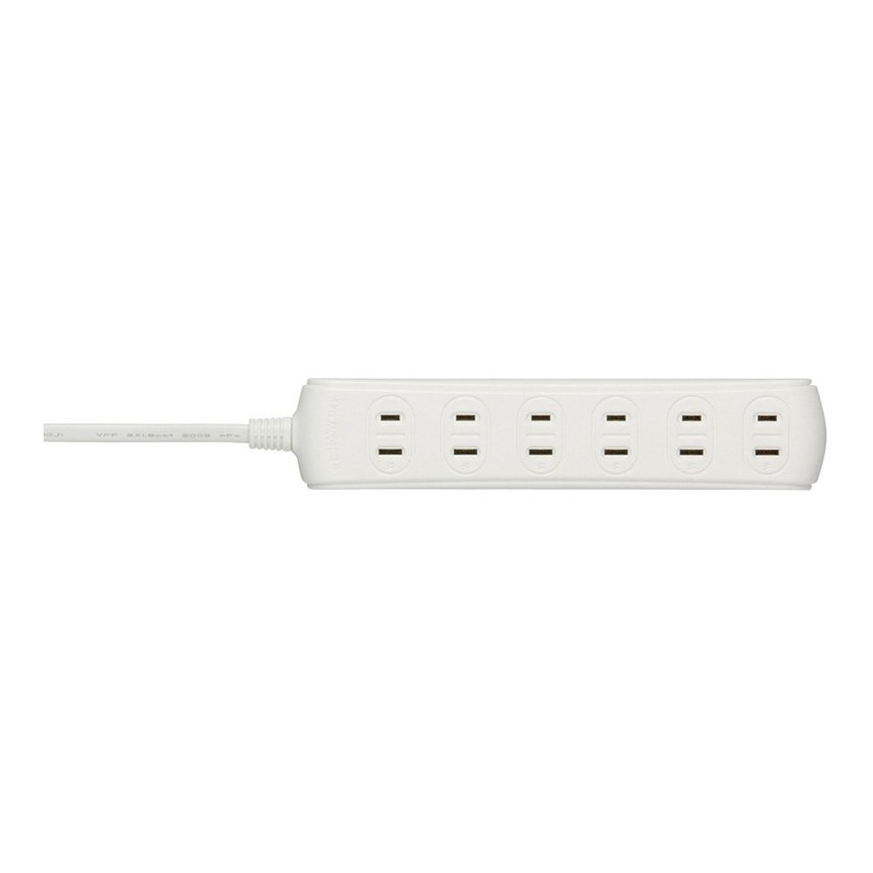 BUFFALO BSTAPST2610WH 2-Pin Power Tap, 6 Count, Standard, 3.3 ft