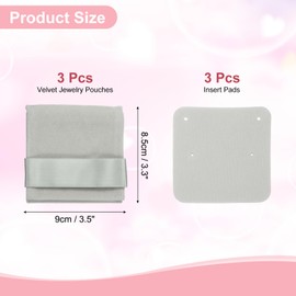 sourcing map Velvet Jewelry Pouch with Insert Pad 3.5 x 3.3 Inch Soft Jewelry Package Gift Storage Bag Easy to Carry Fit for Rings Necklace Bracelet, Gray