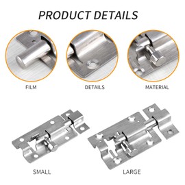 Pack of 10 Stainless Steel Security Door Latch with 10 Sets of Screws, Door Latch Sliding Lock, Push Bolt Lock for All Interior Doors