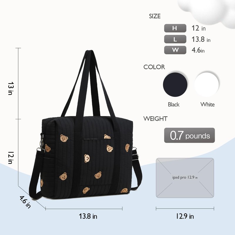 LORADI Convertible Diaper Bag Tote with Insulated Pockets and Stroller