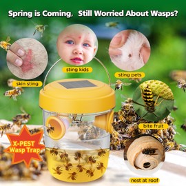 Solar wasp Traps Outdoor Hanging (4, Light-Yellow)