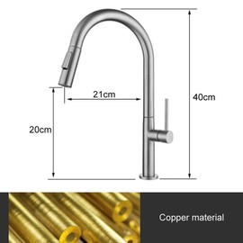 VNVMVDFO Kitchen Sink Faucet for Bar Farmhouse Commercial, Hot Cold Kitchen Sink Faucet, Pull Down Deck Mounted Brushed Nickel Water Mixer Tap(A-Brush)