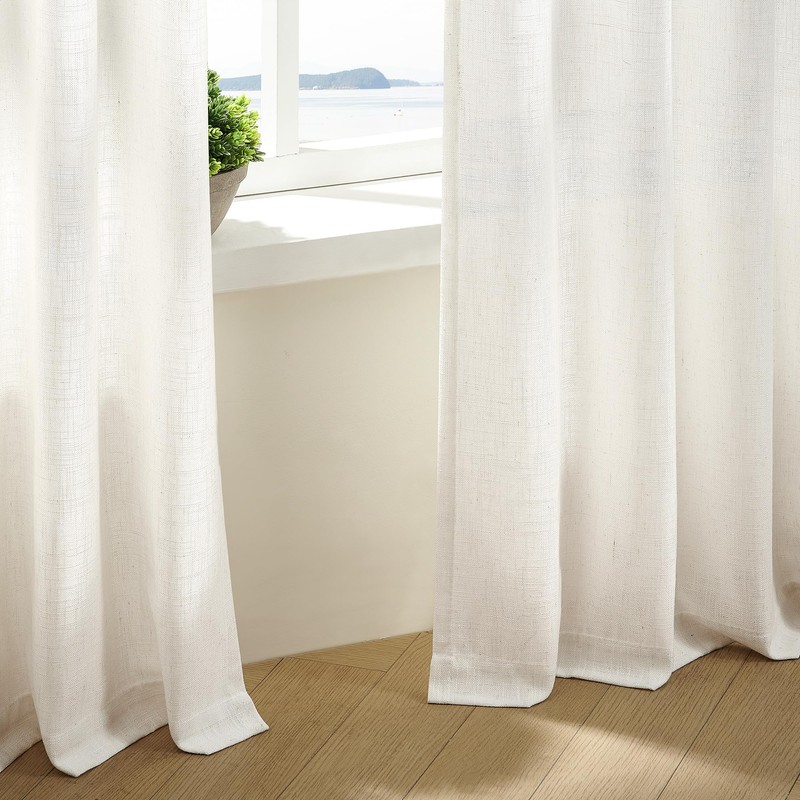 Pinch Pleated Linen Curtains 108 Inches long for Living Room