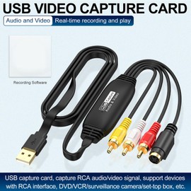 Generic USB Video Capture Card, CVBS S Video to USB Video Converter Adapter, Plug and Play, Analog to Digital Converter for Media Storage, 1080P USB Video Capture Device for PC TV