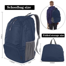 Dewellyoo Lightweight Hiking Backpack, Foldable Outdoor Camping Hiking Travel Multi-functional Camping Trekking Rucksack Travel Climbing Mountaineer Outdoor Sport Daypack Bag for Men Women (Blue)