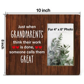 NGAEAK Great Grandparents Gifts Just When Grandparents Think Their Work Is Done Someone Calls Them Great Wood Picture Frame Keepsake Great Grandparents Baby Announcement, Display Photo 4 x 6 Inch