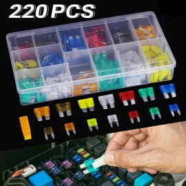 Unbranded 220pcs Mini Standard Blade Fuse Assortment Auto Car Truck Fuses Kit ATC / ATM US