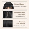 Amaattee Black Bob Wig with Bangs 12 Inch Short Straight