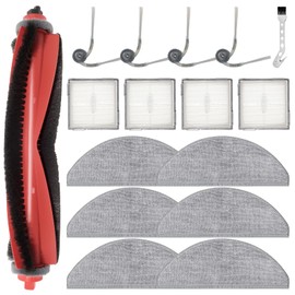 DianSung Replacement Accessories for Roborock Q10 X5 / Q10 X5+ Robot Vacuum Cleaner Replacement Parts, 1 Main Brush, 6 Wipes, 4 Side Brushes, 4 HEPA Filters