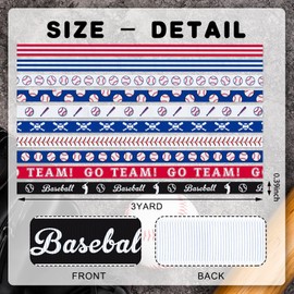 YKW YKW 10 Rolls 30 Yards Baseball Grosgrain Ribbons, 3/8" Red White Blue Stripe Sport Ribbons, Go Team! Ribbons for Gift Wrapping, Crafting, Sport Team Decorations, and Theme Party Decor