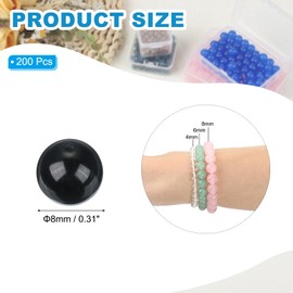 PATIKIL 200 Pcs Natural Stone Beads, 8mm Black Dazzling Stone Beads for Jewelry Making Bracelet Necklace Earrings Gemstone Round Loose Beads DIY Gifts for Women