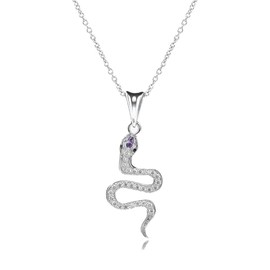 S Snake Necklace Dainty Pendant,Snake Jewelry with Cubic Zirconia,Layered Snake Choker,Punk Animal Necklace Cool Wedding High Jewelry Party Gifts for Women Teen Friends (Silver-Eye Black)