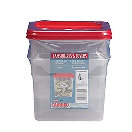 Cambro 6 Quart Translucent Square Food Storage Containers and Covers, 2 pack