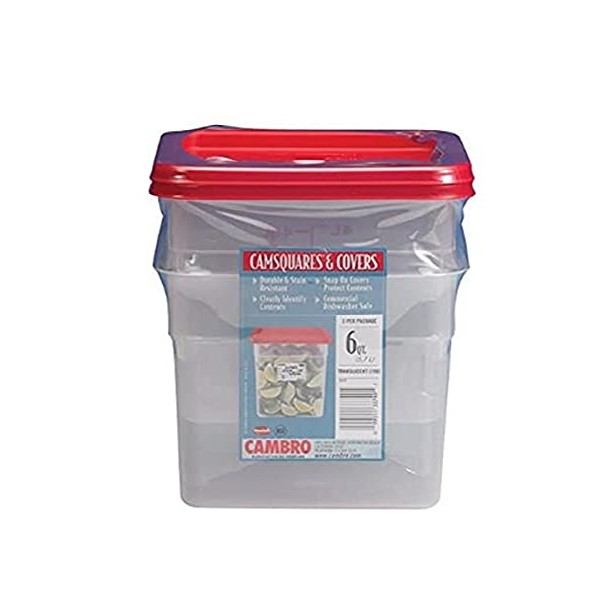 Cambro 6 Quart Translucent Square Food Storage Containers and Covers,