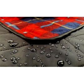 DOWN UNDER OUTDOORS Large Waterproof Windproof Extra Thick 350 GSM Quilted Fleece Stadium Blanket, Machine Washable Camping Picnic & Outdoor, Beach, Baseball,Dog, 82 x 55 (Red Check)…