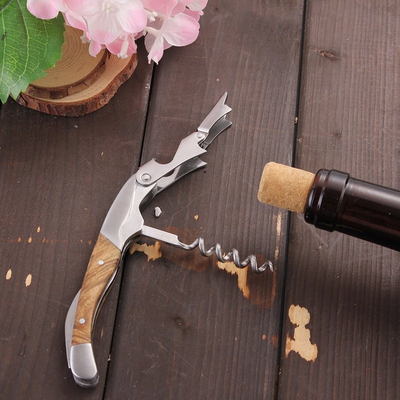 Korkenzieher, Smaier Premium All-in-1 Kellnermesser multifunktionaler mit Natur Ebenholzgriff Weinöffner