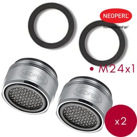 Schläfer 2100016, Neoperl Universal Aerator Tap Aerator M24, Perlator LongLife M24X1, Mixing Nozzle for Fittings, Soft Stray Jet Class A Lit 13.5/min, with Seal. x 1 Piece