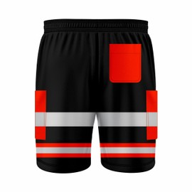 mymixtrendz Mens Reflective High Visibility Hi Viz Safety Work Wear Shorts Cargo Shorts Multi Pockets Adjustable Elasticated Waist S/2XL Black Orange
