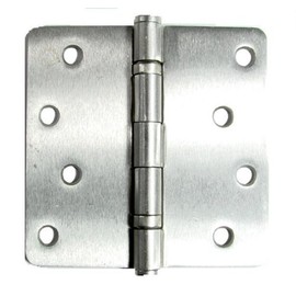 Hinge Outlet 4 Inch with 1/4 Inch Radius Ball Bearing Door Hinges, Heavy-Duty Steel, Removable Pin (Satin Nickel, 2 Pack)