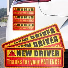 Student Driver Magnets for Car,Please Be Patient Student Driver Sticker Girls And Boys New Student Driver Sticker Safety Warning Signs,High Reflective,Reusable Movable,Set of 3. 3.5" x 9"