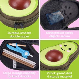 It's Academic Avocado Pencil Case School Supply Bag with Mesh Pocket, Cute Design