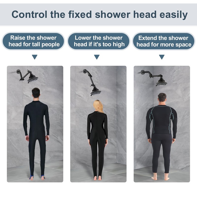 BRIGHT SHOWERS Brass Shower Arm Extender for Rain and Handheld
