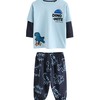 NEXT Oversized Fit Cotton Pyjamas Pack of 3, Orange/Navy Dinosaur