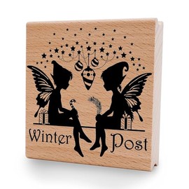 Newstamps 2 Christmas Elves Motif Stamps Made of Wood & Rubber for Cards and Gifts, Wooden Stamps for Christmas, Christmas Card, Advent, Scrapbook, Textile Stamp, Decoration, Friends