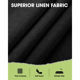Pureegg Table Cloth for Rectangle Tables - Elegant Black Linen Tablecloth Resists Water, Stain, Wrinkle and Heat, Ideal for Dining, Party, Birthday and Wedding, 52x70 Inch