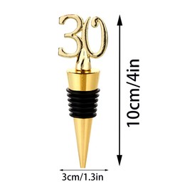 Booge 1 Pc 30th Birthday Wine Stoppers, Gold Zinc Alloy Silicone Bottle Stopper for Wine & Beverage Bottles - Round Shape